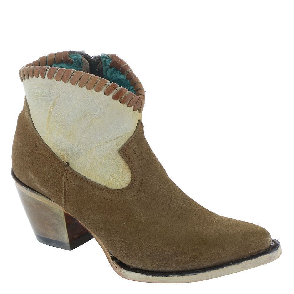 Corral Sand Woven Leather J Toe Side Zip Shortie Western Boots Size 6 M